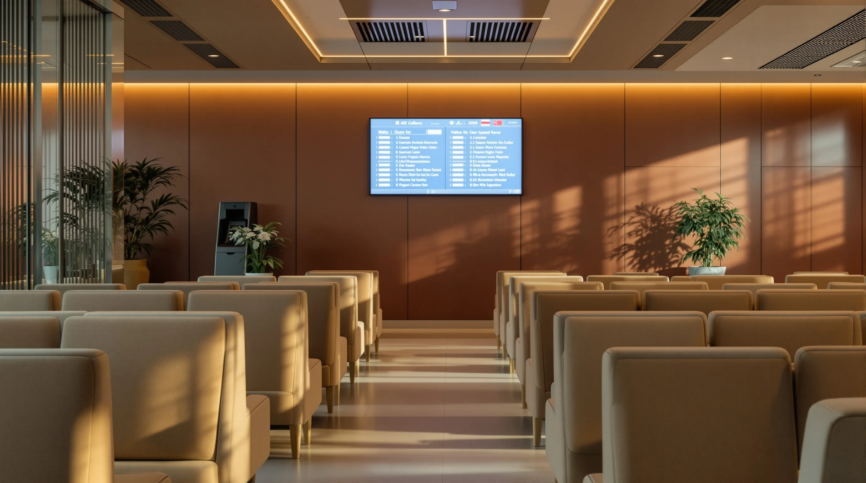 The waiting area of a modern UAE government service centre.